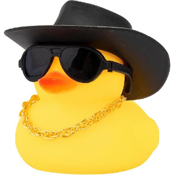 Wonuu Rubber Duck Car Ornaments Yellow Duck Car Dashboard Decorations with Propeller Helmet for Christmas Decor and Home Decorations for Adults