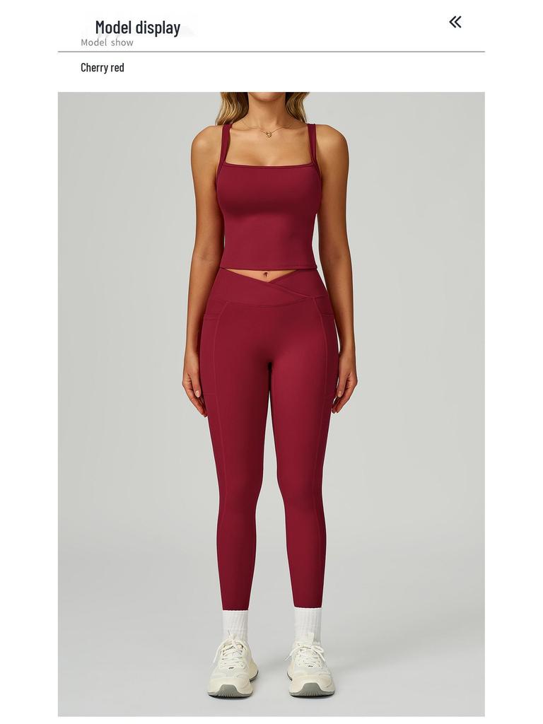 Women's Nude Feeling Yoga Set: High-Waist, Hollow-Back, Tummy Wrap, Tight-Fit for Running and Fitness