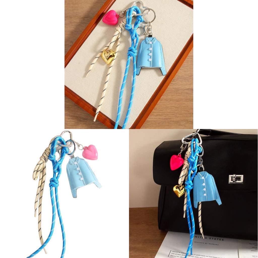 Pu Shirt Keychain With Heart Woven Rope For Casual Bag Decor
