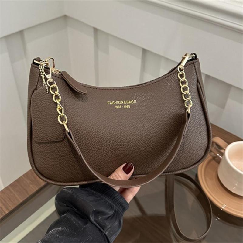 Elegante Dames PU Leer Crossbody Tas Klassieke Kleine Schoudertas voor Alle Gelegenheden koffie