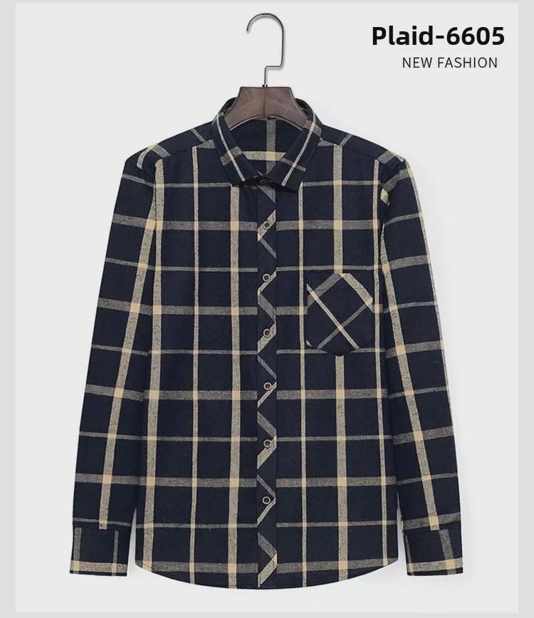 Pánská jarní flanelová košile s broušeným kostkovaným vzorem - ležérní styl