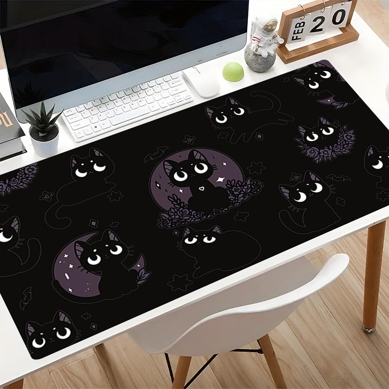 Cartoon Black Cat Mouse Pad Kawaii Office Table Mat Large Gaming Accessories Rubber Keyboard Pad Pc Computer Extended Mousepad