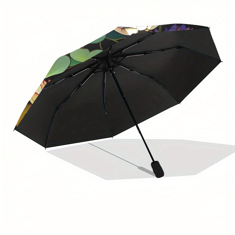 Stained Lotus Pond  DecorUmbrella, Portable 3-Fold Compact Umbrella for Men & Women ES52