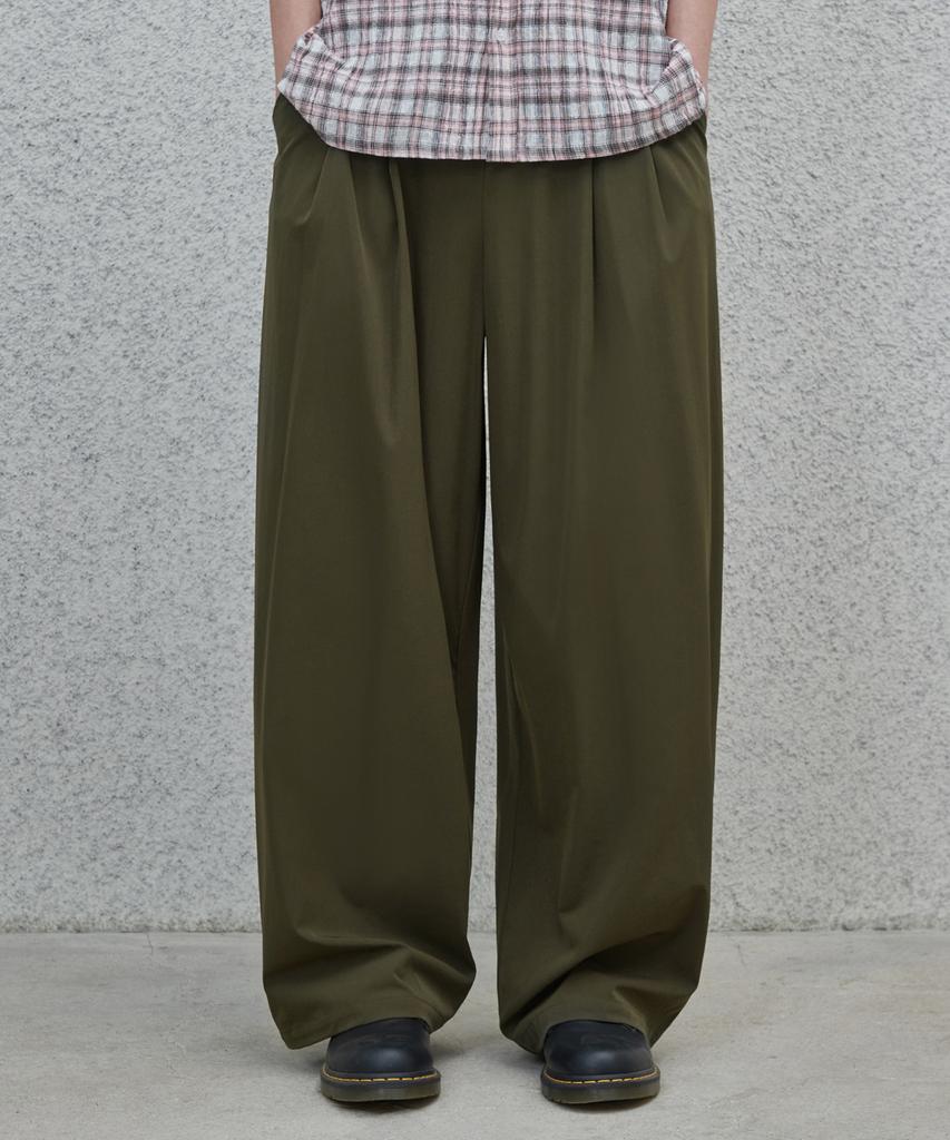 Good Life Works Double-Pleat Wide Nylon Pants Khaki