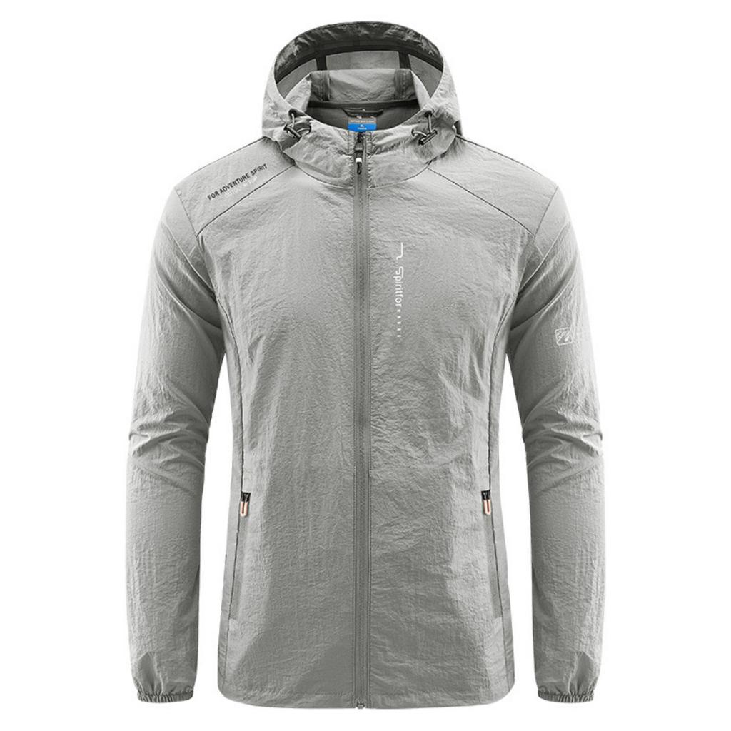 Sommer Herren Kapuzen-Sonnenschutzjacke - Leichte UV-Beständige Hautschutzjacke Outdoor Windjacke