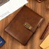 CAGIE System Planner A5 Lockable Notebook Antique Diary with Business Card for PU 230 x Brown Lock, Loose-leaf, 6-ring Ring, Diary, Holder, School,