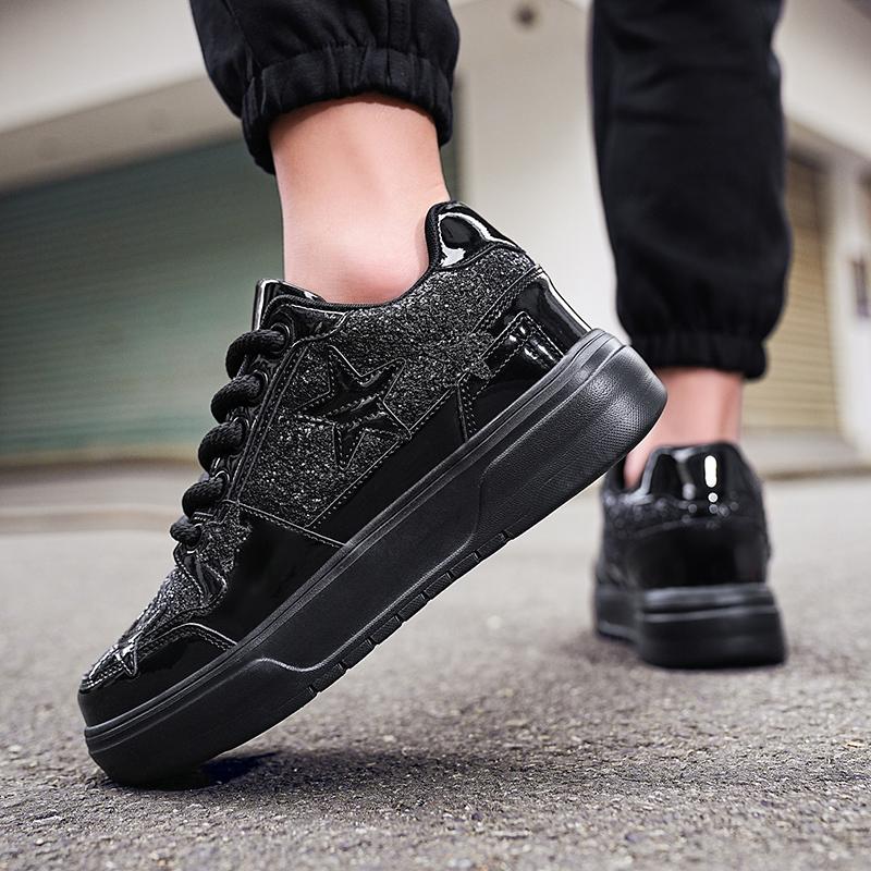 Men Sparkling Shoes Couple Lightweight Sneakers Red Gold Women’s Low Sneakers Casual School Student Plus Size