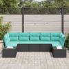 Garden Sofa Set 7 Pieces 7 Seats Black and Turquoise