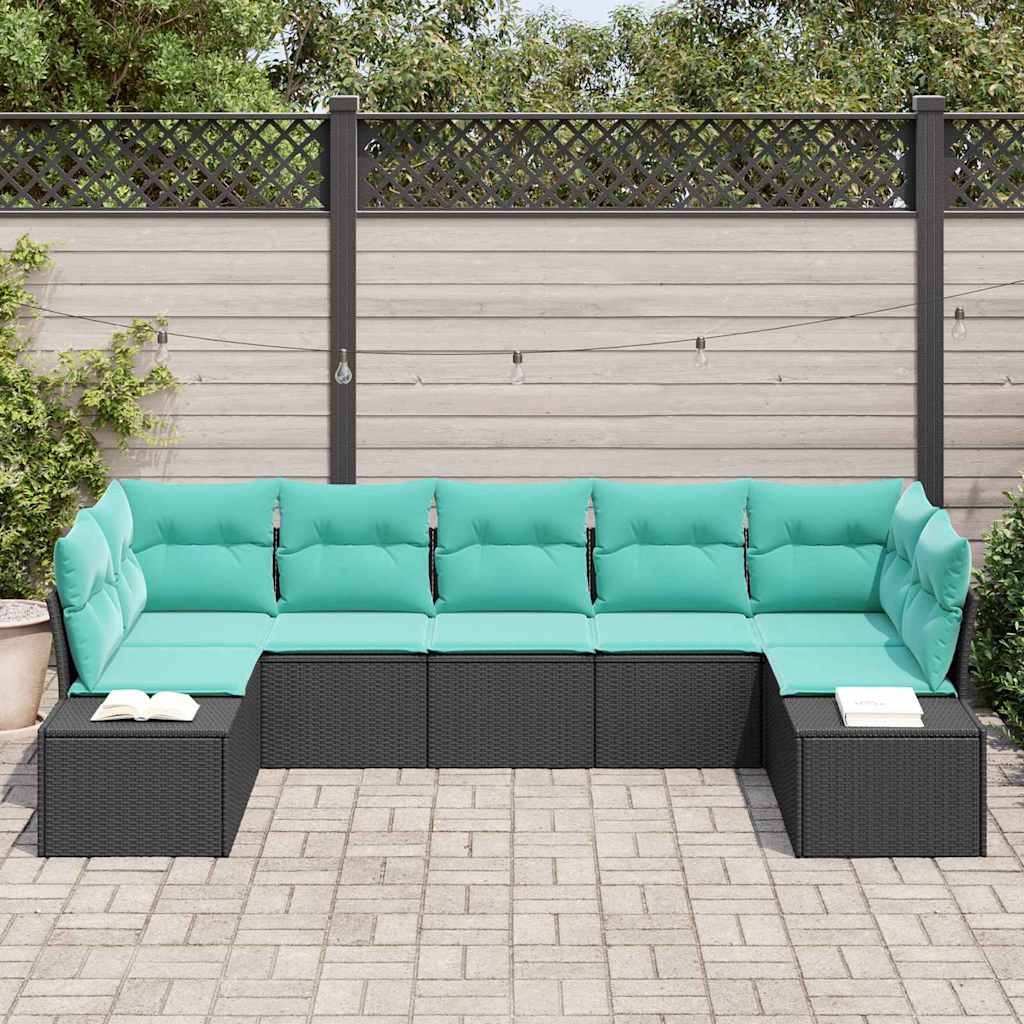 Garden Sofa Set 7 Pieces 7 Seats Black and Turquoise