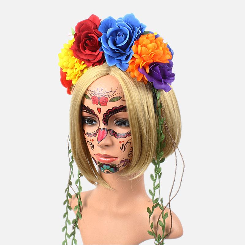Fascia per Capelli Fiore Rosa Arcobaleno - Perfetta per Halloween, Natale e Vacanze