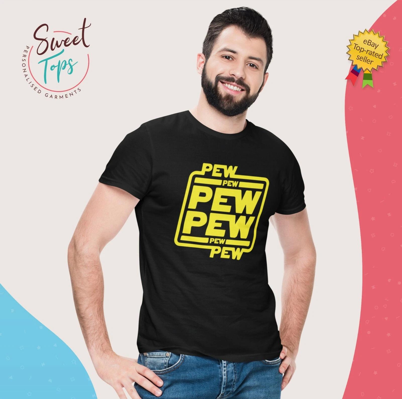 

Pew Pew Pew Male Black Short Sleeve T shirt | Novelty | Gift | Fathers Day 2XL