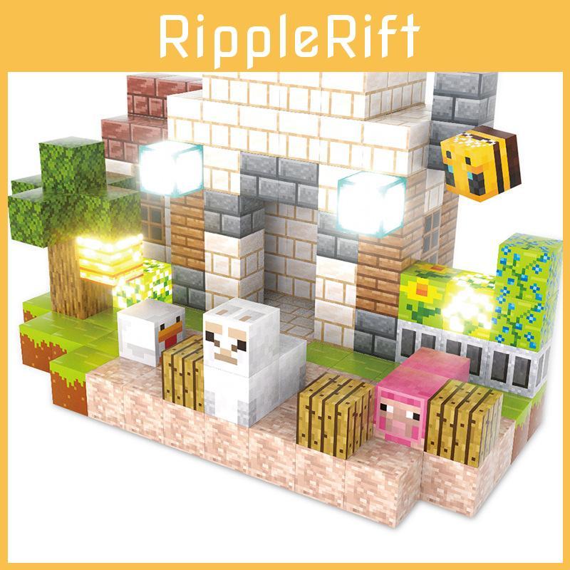 Minecraft Spielzeug Magnetisches Set mit LED-Lichtern für Kinder Lernen Bauen Spielen Geschenk