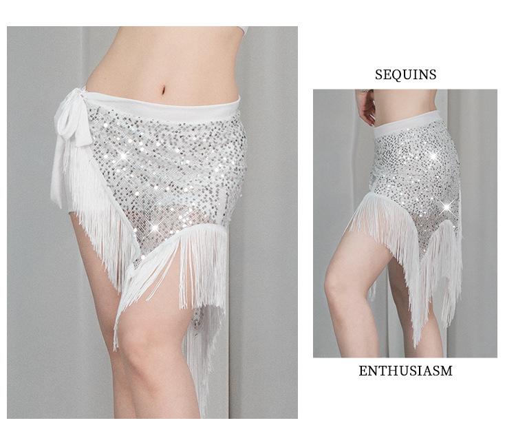 Orienttanz Hüfttuch: Pailletten-Taillenkette & Quasten für Bauchtanz-Übung und -Aufführung.