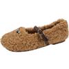 Fashion Commuter Retro Flat-bottomed Fluffy Shoes Women's 2025 New Autumn and Winter Velvet Round Head Soft Sole Mary Jane Cotton Shoes