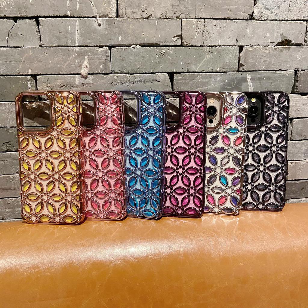 Luxuriöse 3D-Beschichtung „Lucky Flowers“-Telefonhülle für iPhone 11 12 13 14 15 Pro Max 11 Pro Max 12 Pro Max 13 Pro 14 Pro Weiche TPU-Hülle