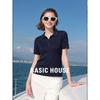 Basic House Women's Tencel Polo Knit Top
