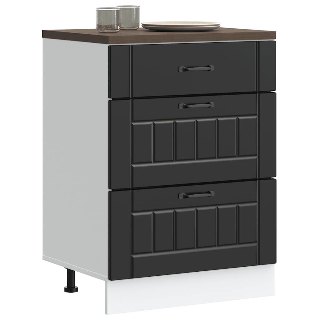 Kitchen Base Cabinet „Lucca” Black Glued Wood