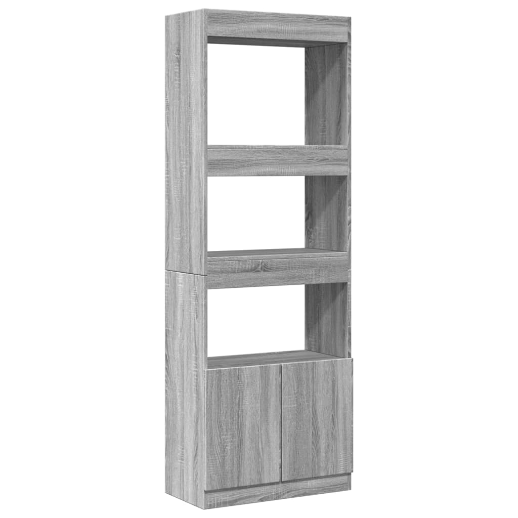 Highboard 63x33x180 Cm Grey Sonoma Wood Based Material