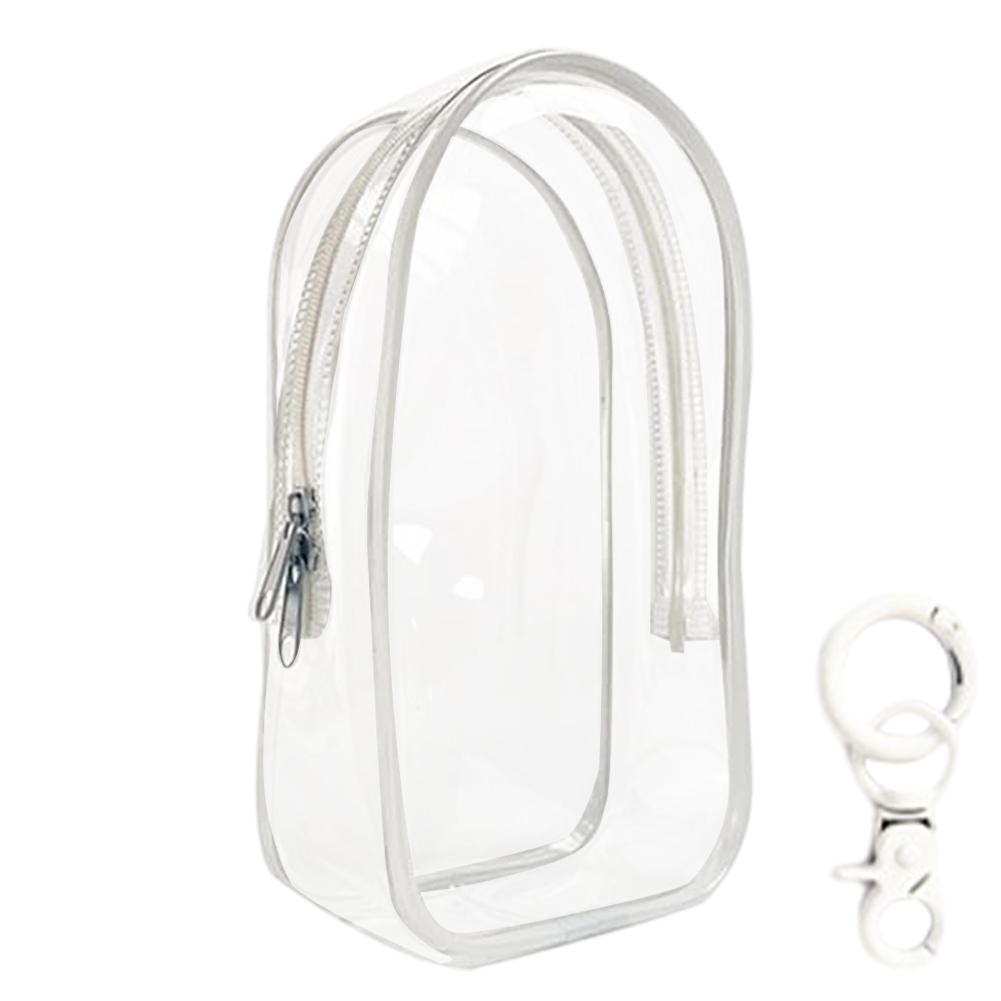 Clear Figure Display Bag PVC Doll Bag with Keychain Mini Doll Hanging Bag Multifunctional Zipper Closure for Lipstick Charms