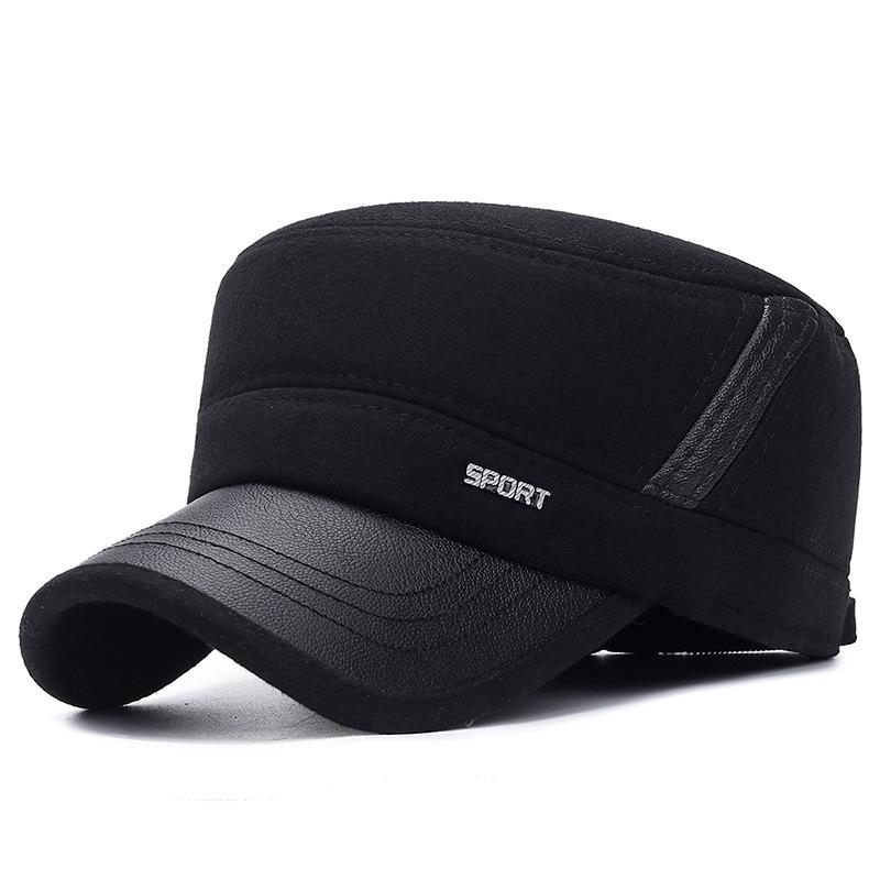 Autumn Winter Thickened Ear Protection Cotton Military Caps Dad Grandpa Cycling Warm Flat Top Hat Trucker Snapback Baseball Cap