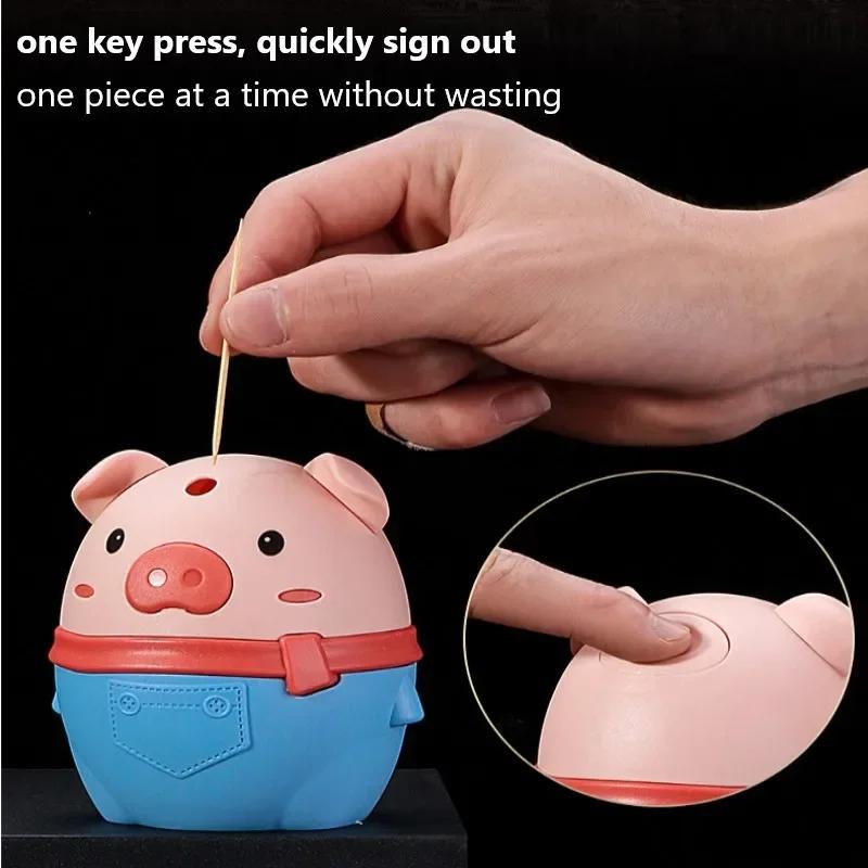 Press-type Automatic Pop-up Toothpick Box Household Creative Cartoon Restaurant Little Pig Toothpick Holder Daily Toothpick Box