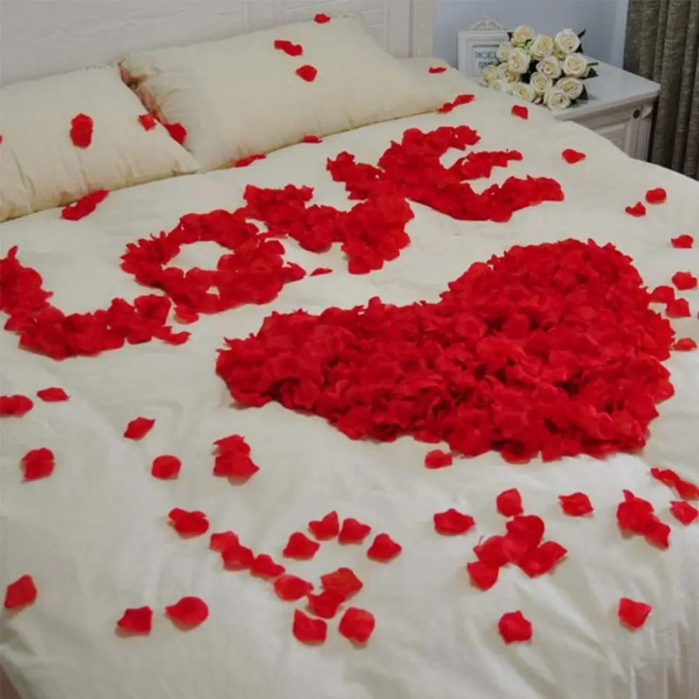 100/200 Piezas Decoración de Flores Pétalos de Rosa Artificiales Fiesta Romántica Decoración del Hogar Día de San Valentín Decoración de Corona de Boda