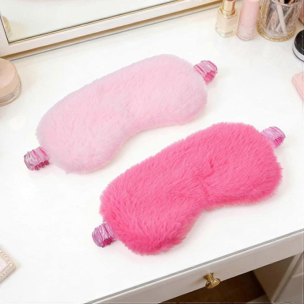 2 Pcs Plush Eye Mask, Soft Sleeping Blindfold Eye Cover Comfortable Satin Back New Faux Fur Nap Eyes Cover Cute Fluffy Furry Sleeping Blindfold for Me