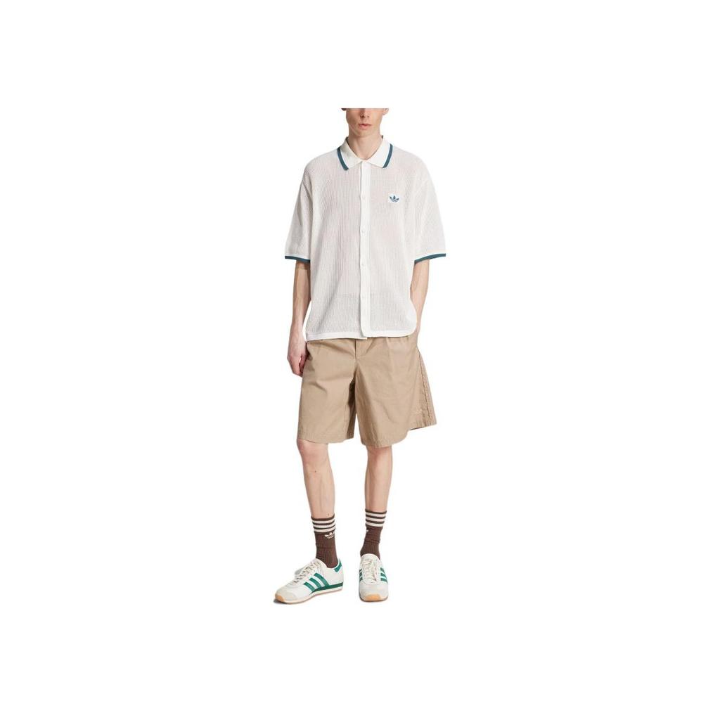 adidas Originals Wide Leg Bermuda Woven Loose Fashion Versatile Casual Sports Shorts Men Shorts White Brown KB5585