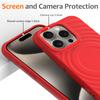 For iPhone 16 Pro Max Case Compatible with MagSafe Ripple Texture Liquid Silicone Protective Cover with Strap