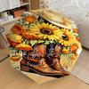 Cowboy Boots with Sunflowers Umbrella- Western Style Cowboy Hat and Boots for Men Women - Festival Gift Idea - Outdoor Rain Umbrella with Au