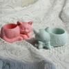 Sleeping Cat Candlestick Resin Mold Cat Planter Pot Mold Silicone Mold DIY Soap Making Aromatherapy Mould Decorations