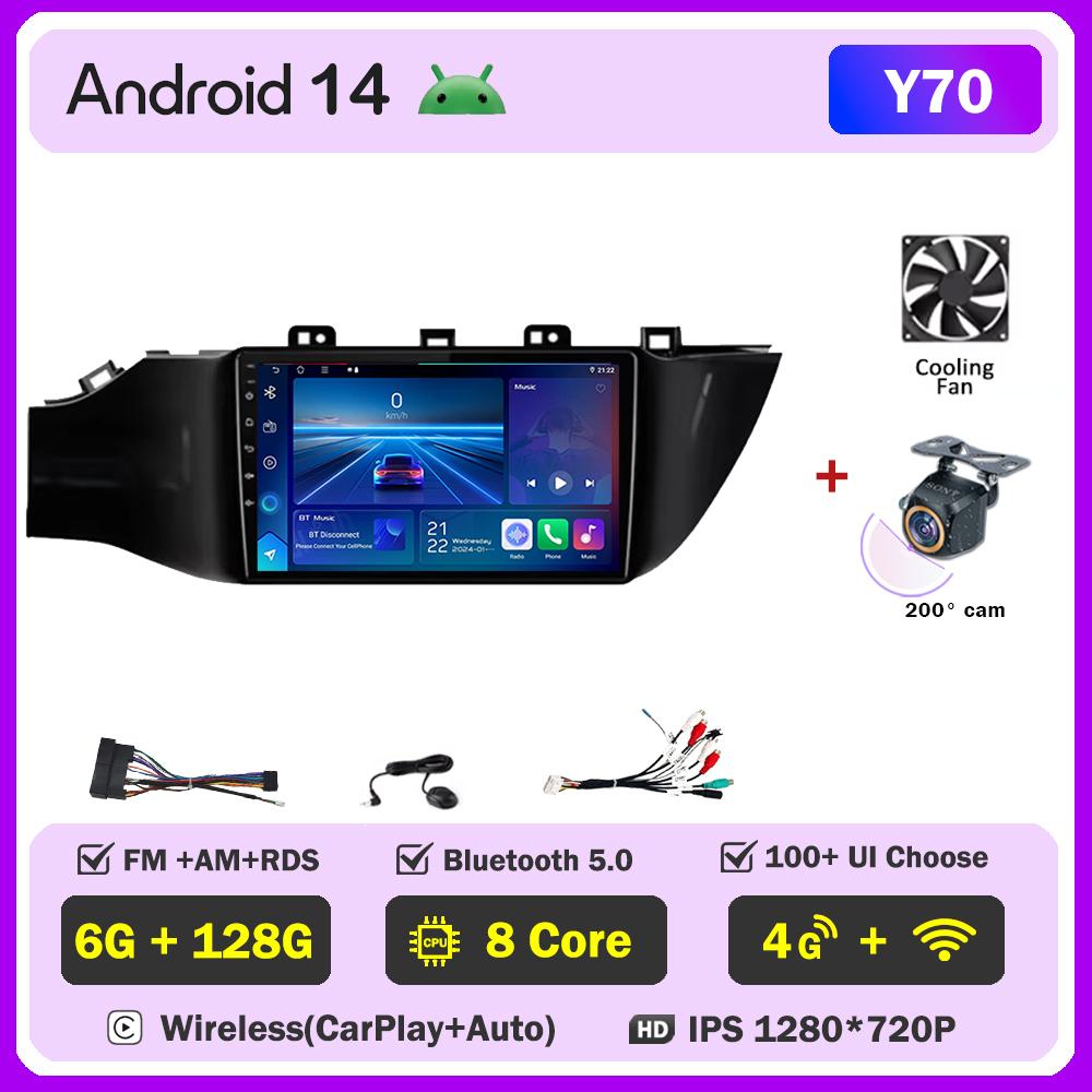 Android 14 For Kia Rio 4 IV FB 2020-2021 Car Carplay Screen Video Player Smart Intelligent Systems GPS Navigation Android Auto