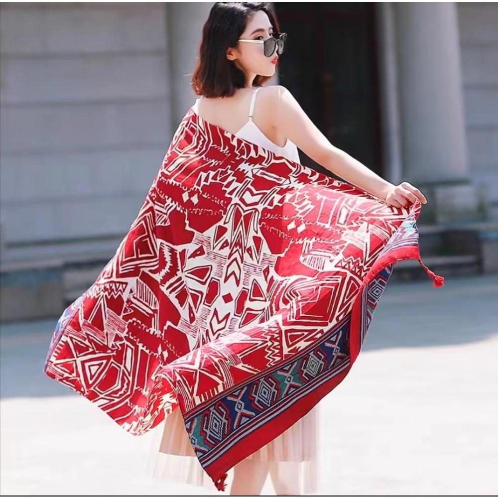 Chaka Salt Lake Great Northwest Tourism Ethnic Style Scarf Silk Scarf Women'S Summer Seaside Beach Shawl Sunscreen Thin