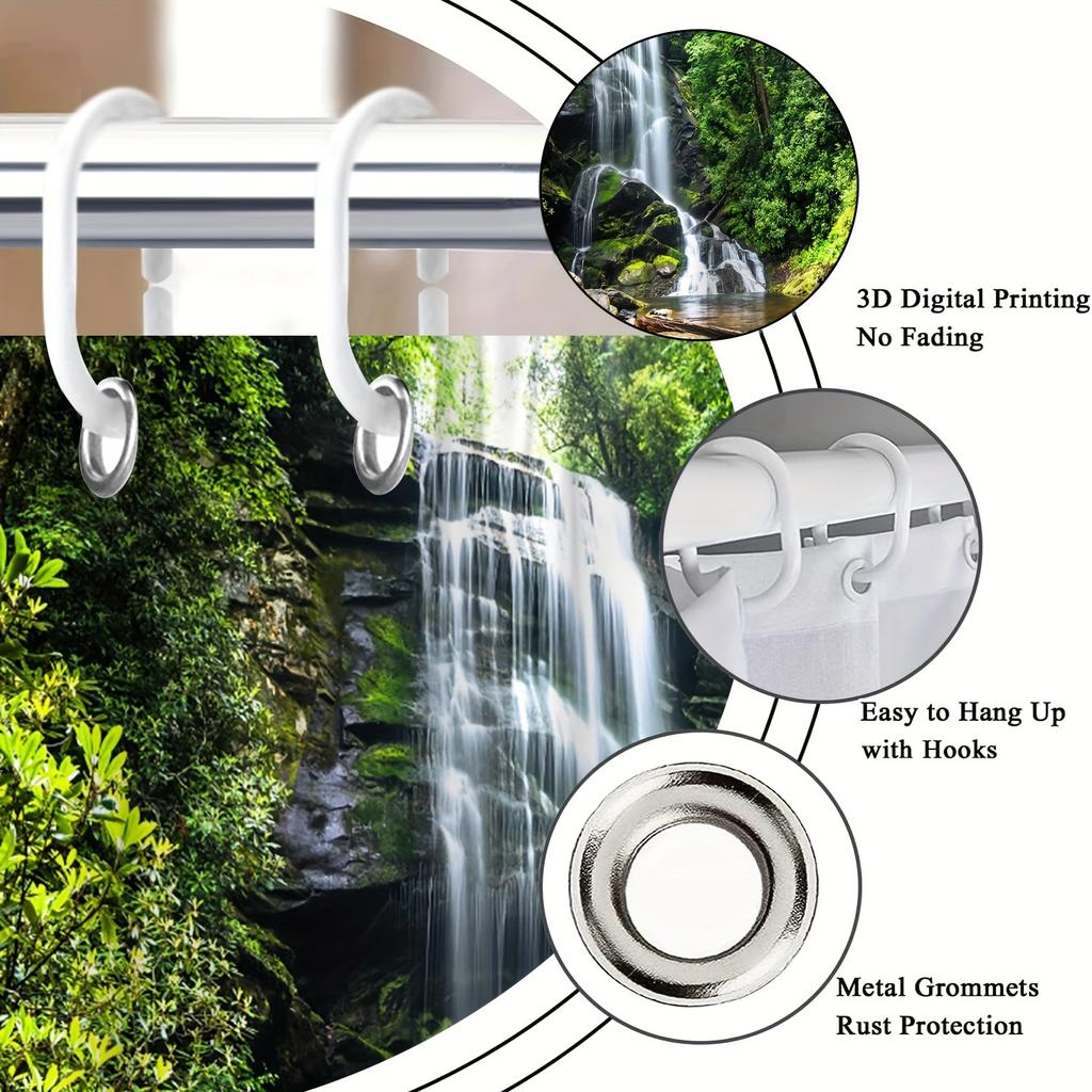 Waterfall Oasis Shower Curtain- Multi-Style Bath Decor, Perfect For Those Who Love Nature-Inspired And Practical Designs