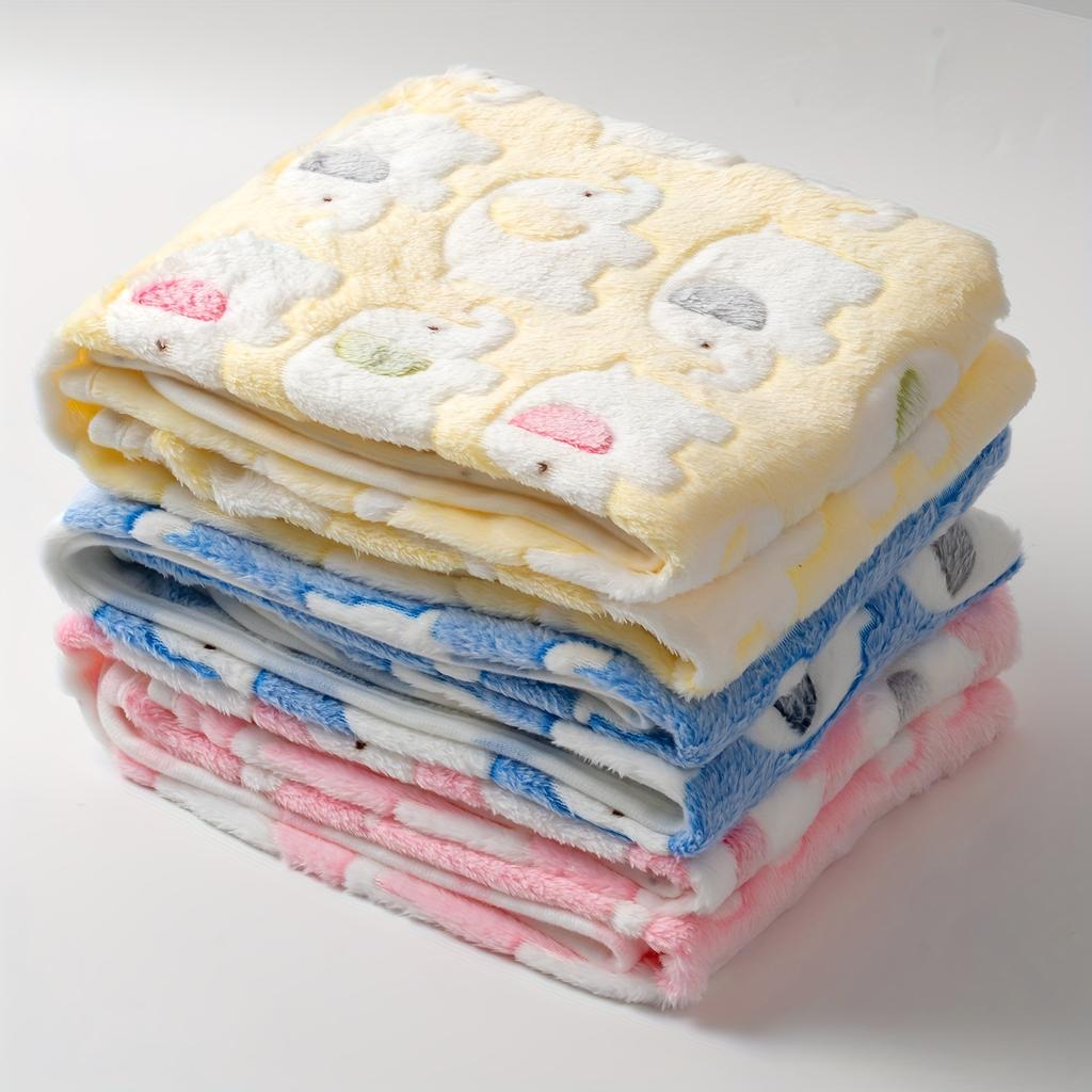 3Pcs Blankets Super Soft Fluffy Premium Cute Elephant Pattern Pet Blanket Flannel Throw For Dog Puppy Cat Pet Supplies