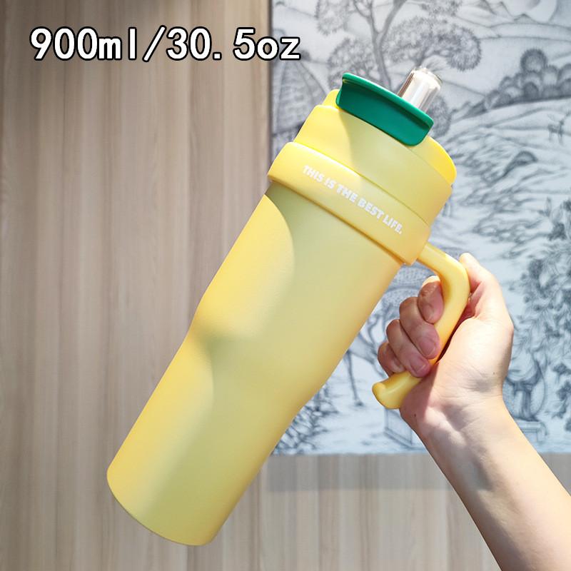 Outdoor Sports Insulated Travel Mug With Handle And Straw For Commuting And Camping
