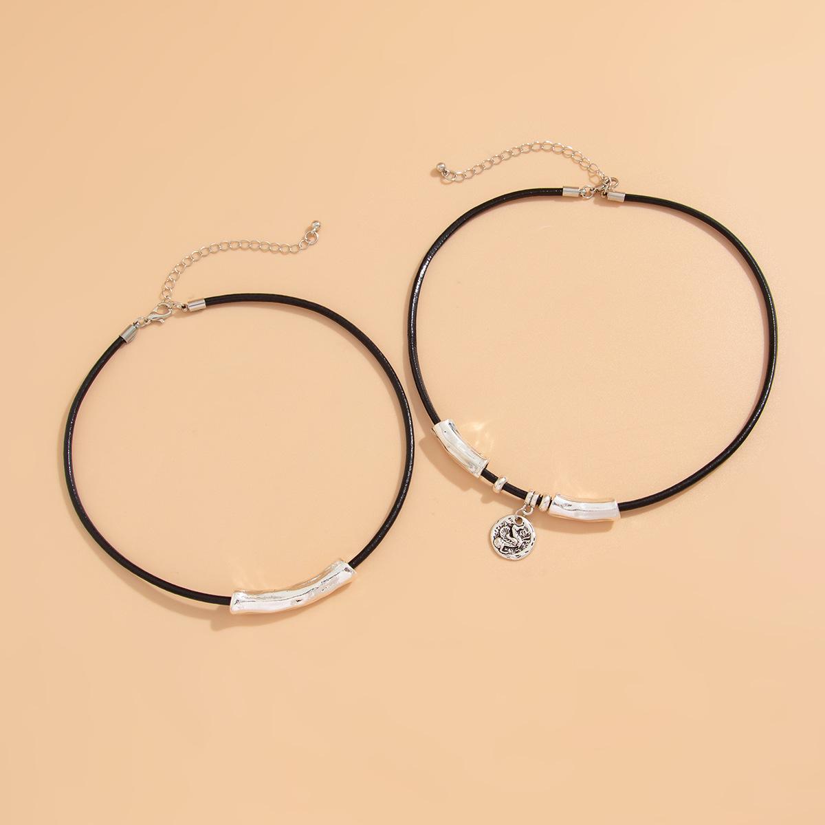 

Ювелирные изделия ретро этнический рельефный кулон женское ожерелье высокого класса простое двухслойное локтевое ожерелье