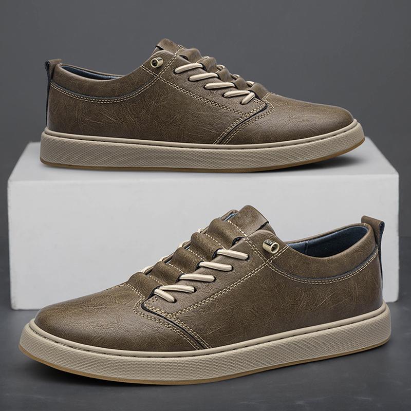 Genuine Leather Casual Shoes British Style Men's Lace Up Outdoor White Sneakers Office Men's Dress Shoes Large Size 37-47 Comfy