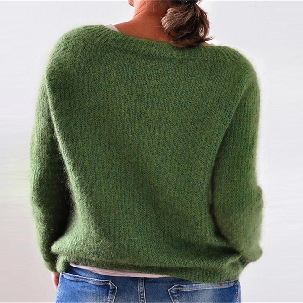 Women's Style, Sweater, Solid Color, Knitted Sweater, Long Sleeved, Spliced, Pullover, Comfortable, Casual Top, Round Neck