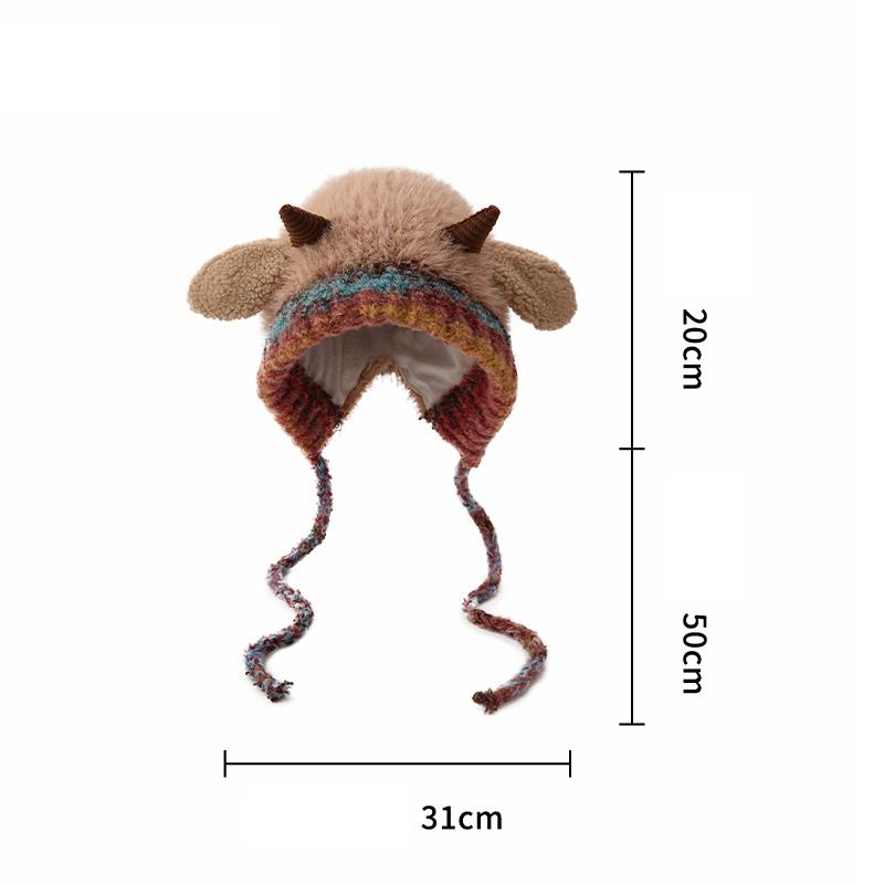 Korean Cute Plush Hat Autumn And Winter Warm Knitted Earmuffs Cold-Proof All-Match Hat