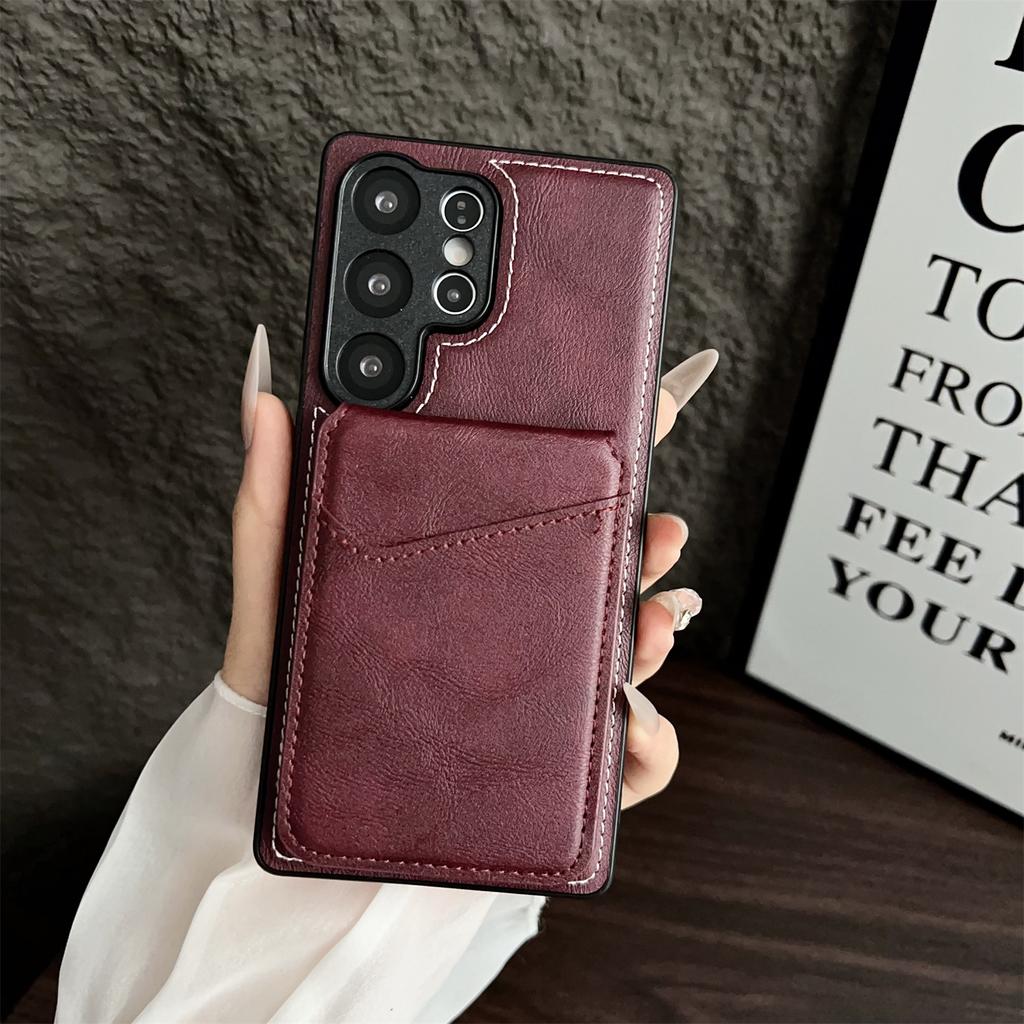 For Samsung Galaxy S25 Ultra Case Detachable Card Holder Kickstand Leather Back Phone Cover Magnetic Case