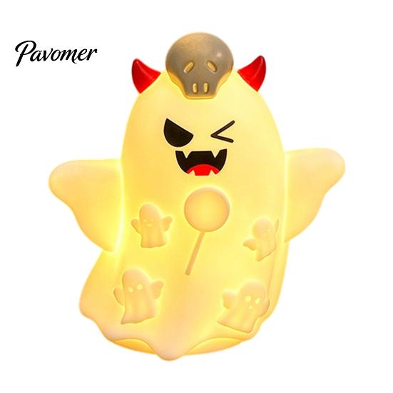 Cute Halloween Room Decor Ghost/Pumpkin LED Night Light for Desktop Decoration, Battery Party Operated Nursery with Warm Glow Home Small Gift Kids