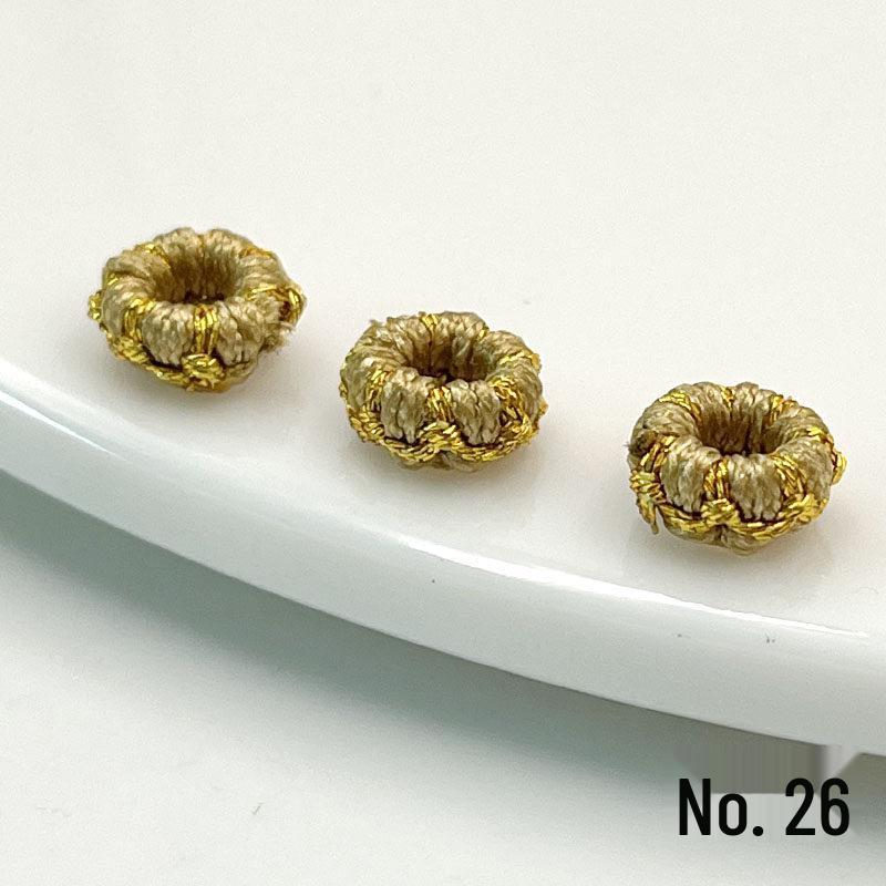 Lotus Circle Hand-Woven Gold Thread Flat Knot Bracelet/Necklace with Spacer Beads - Ancient Style DIY Accessory.