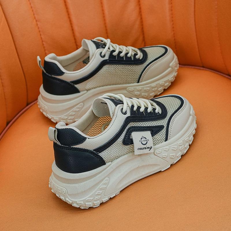

Сетчатые белые туфли на платформе, женские новые весенне-летние туфли для пап, женские дышащие универсальные повседневные спортивные туфли 40