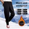 Pantaloni invernali da uomo spessi e foderati in peluche, elastici in vita, antivento, tinta unita, larghi