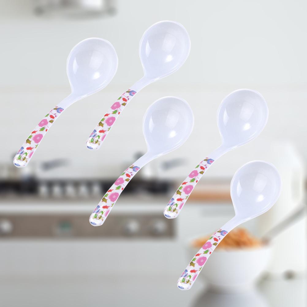 5 stuks Grote Plastic Soeplepel Imitatie Keramiek Lange Steel Bpa Bestek Voor Soep Pap Rijst Opscheplepel Schep4
