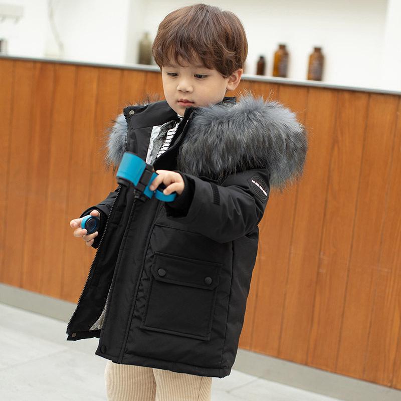 Boys' 2023 Mid-Length Winter Jacket: Thickened Cold-Weather Wear for Small and Medium Children