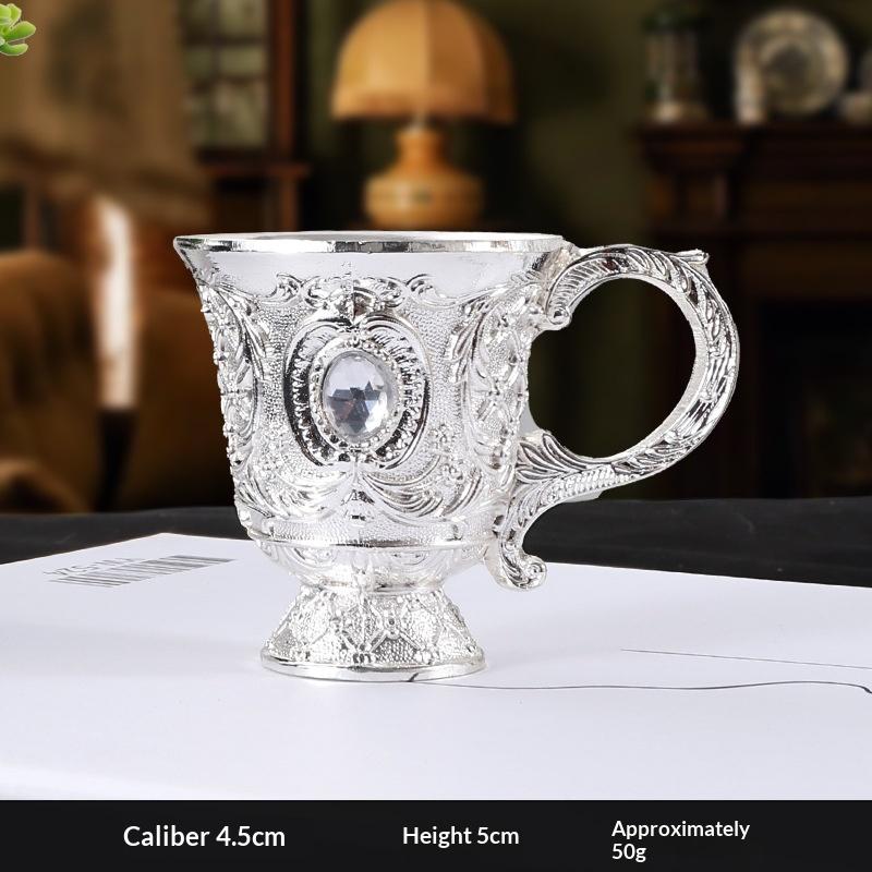 Vintage European Alloy Goblet Embossed Enamel Mini Liquor Wine Cup Multi Colors For Wedding Home Bar Table Decor Gift