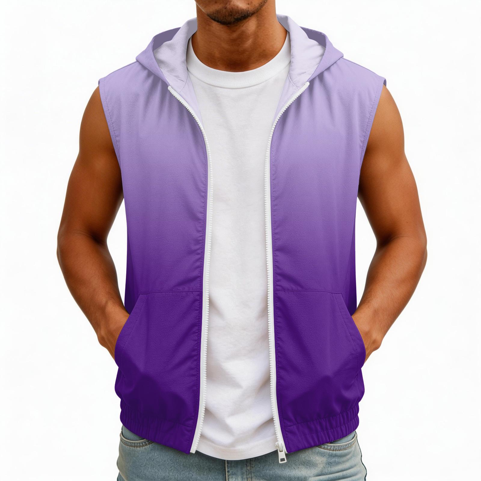 

Men s Color Sleeveless Hooded Sun Top With Pockets XL рожевий