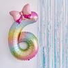 New 40Inch Birthday Number Ballons Colorful Gradient 0-9 Digit Pink Bownot Balloons Foil Helium Balloon Birthday Decorations
